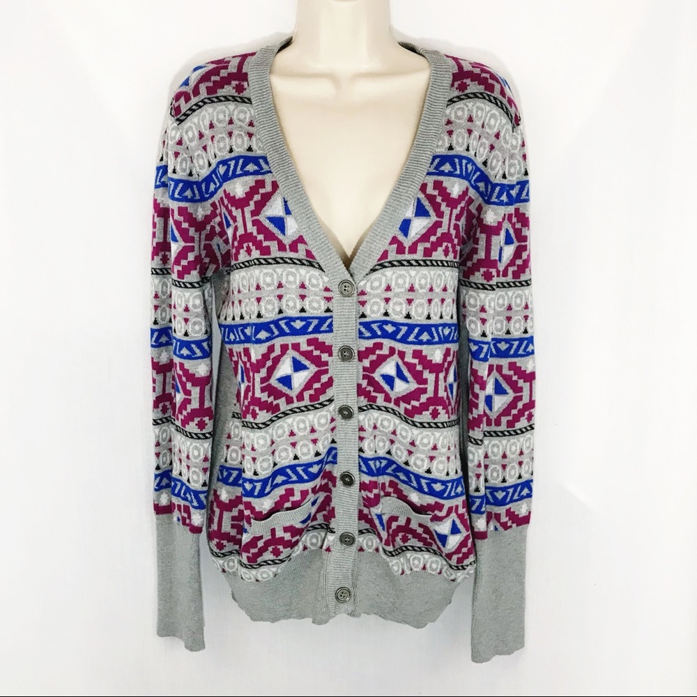 Poof | grey/geometric cardigan size L